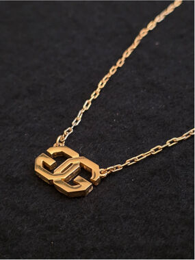 Vintage 80s Givenchy Gold-Tone Double "G" Geometric Logo Necklace